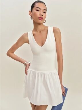REFORMATION Alyssa Knit Mini Dress Ivory MSRP $178